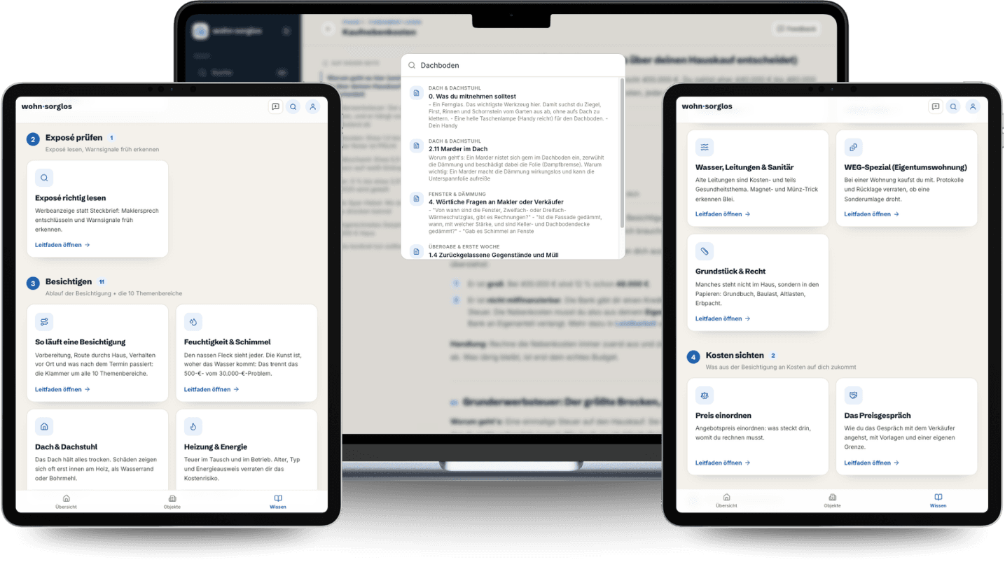 App-Screenshot: Wissensbereich mit Sofort-Suche